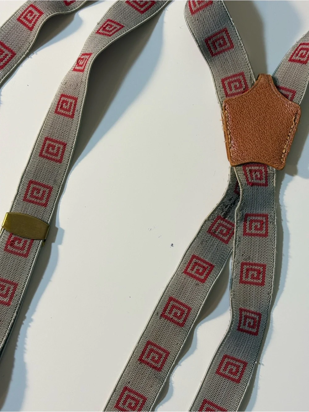 Vintage elastic and leather suspenders